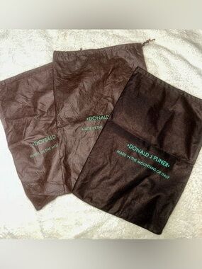 3 Donald J Pliner Shoe Dust Bags Made In Italy Brown Travel Storage Pouch 10x15